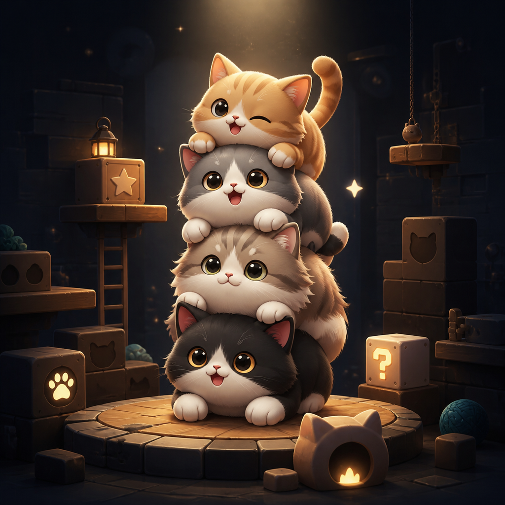 고양이 타워 합성 퍼즐 게임